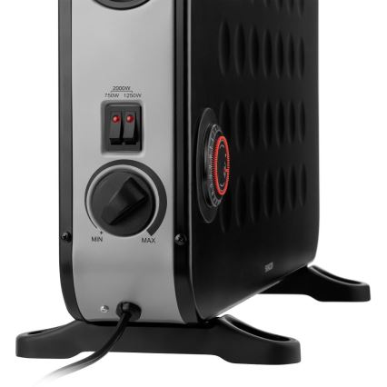 Sencor - Convector eléctrico 750/1250/2000W/230V termostato IP24 negro
