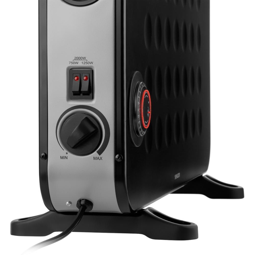 Sencor - Convector eléctrico 750/1250/2000W/230V termostato IP24 negro