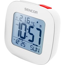 Sencor - Despertador con pantalla LCD y termómetro 2xAAA blanco