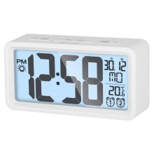 Sencor - Despertador con pantalla LCD y termómetro 2xAAA blanco