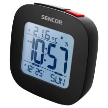 Sencor - Despertador con pantalla LCD y termómetro 2xAAA negro