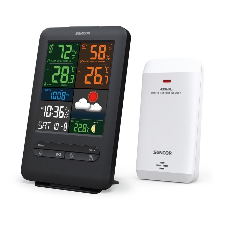 Sencor - Estación meteorológica con LCD pantalla a color 5V/1xCR2032