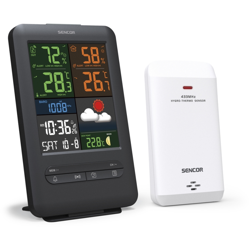 Sencor - Estación meteorológica con LCD pantalla a color 5V/1xCR2032