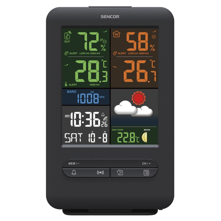 Sencor - Estación meteorológica con LCD pantalla a color 5V/1xCR2032