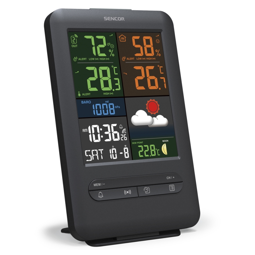 Sencor - Estación meteorológica con LCD pantalla a color 5V/1xCR2032