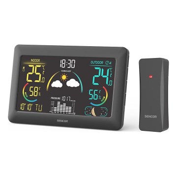 Sencor - Estacion meteorologica Con pantalla LCD a color y despertador 3xAA