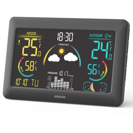 Sencor - Estacion meteorologica Con pantalla LCD a color y despertador 3xAA