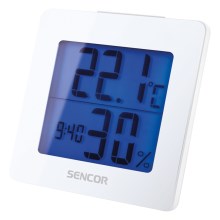 Sencor - Estación meteorológica con pantalla LCD y alarma 1xAA blanco