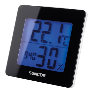 Sencor - Estación meteorológica con pantalla LCD y alarma 1xAA negro