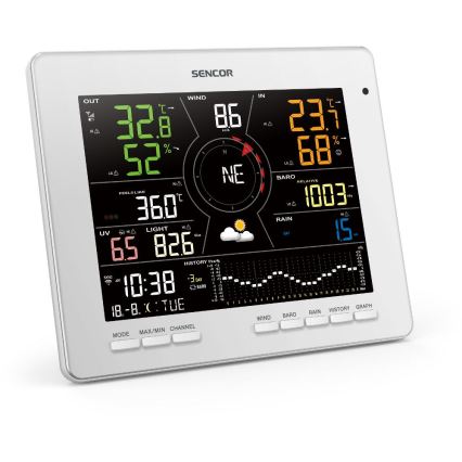 Sencor - Estación meteorológica profesional con pantalla LCD a color 1xCR2032 Wi-Fi Tuya