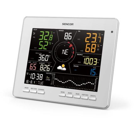 Sencor - Estación meteorológica profesional con pantalla LCD a color 1xCR2032 Wi-Fi Tuya