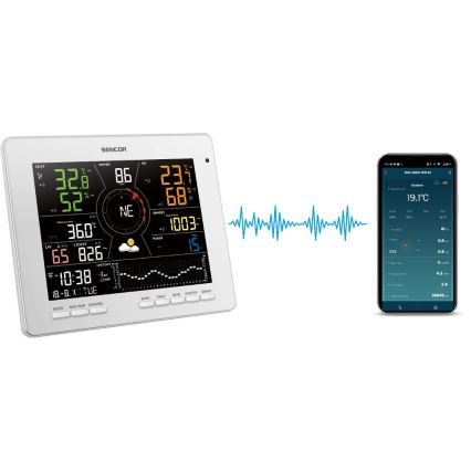 Sencor - Estación meteorológica profesional con pantalla LCD a color 1xCR2032 Wi-Fi Tuya