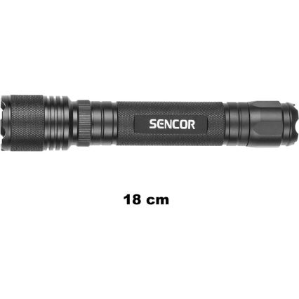 Sencor - Linterna LED de aluminio LED/5W/6xAAA IP44 negro