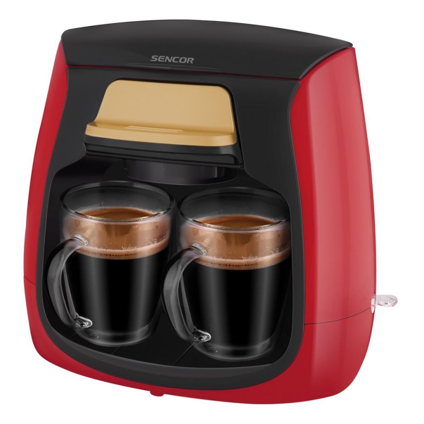 Sencor - Máquina de café con dos tazas 500W/230V rojo/negro