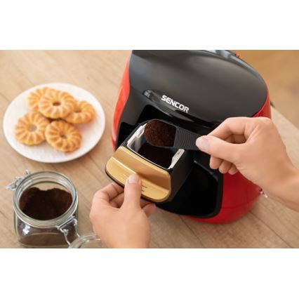 Sencor - Máquina de café con dos tazas 500W/230V rojo/negro