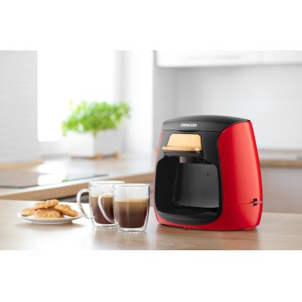 Sencor - Máquina de café con dos tazas 500W/230V rojo/negro