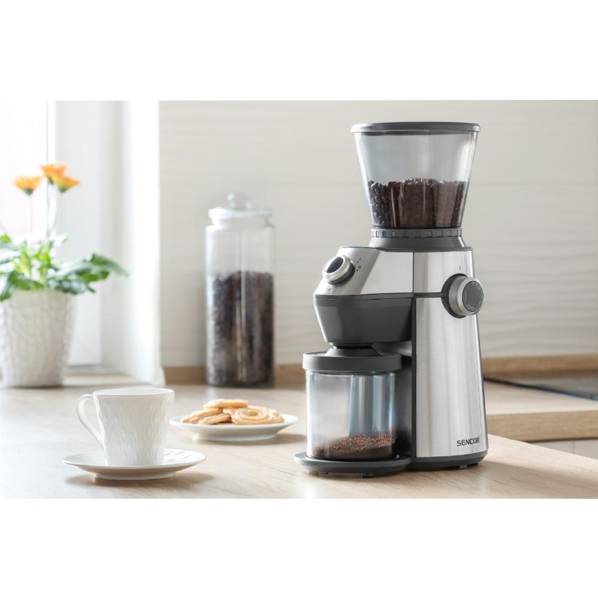 Sencor - Molinillo eléctrico de café en grano 350 g 150W/230V acero inoxidable