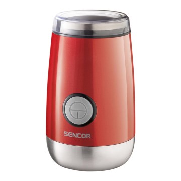 Sencor - Molinillo eléctrico de café en grano 60 g 150W/230V rojo/cromo mate