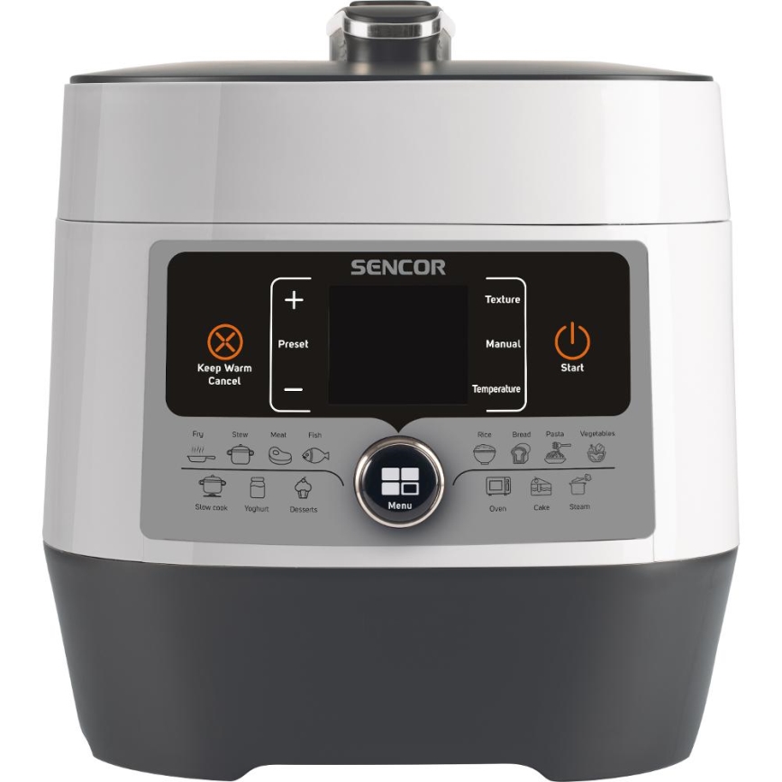 Sencor - Olla a presión eléctrica multifunción 5,5 l 1000W/230V blanco/negro