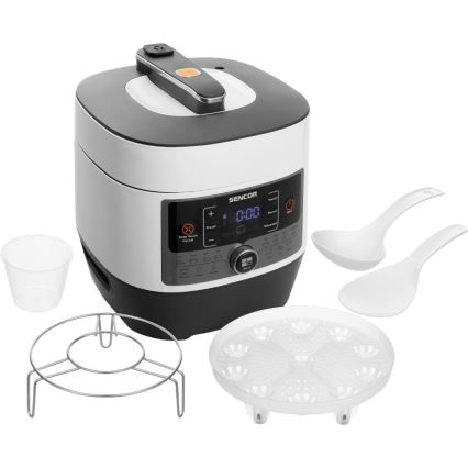 Sencor - Olla a presión eléctrica multifunción 5,5 l 1000W/230V blanco/negro