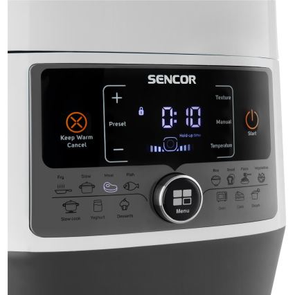 Sencor - Olla a presión eléctrica multifunción 5,5 l 1000W/230V blanco/negro