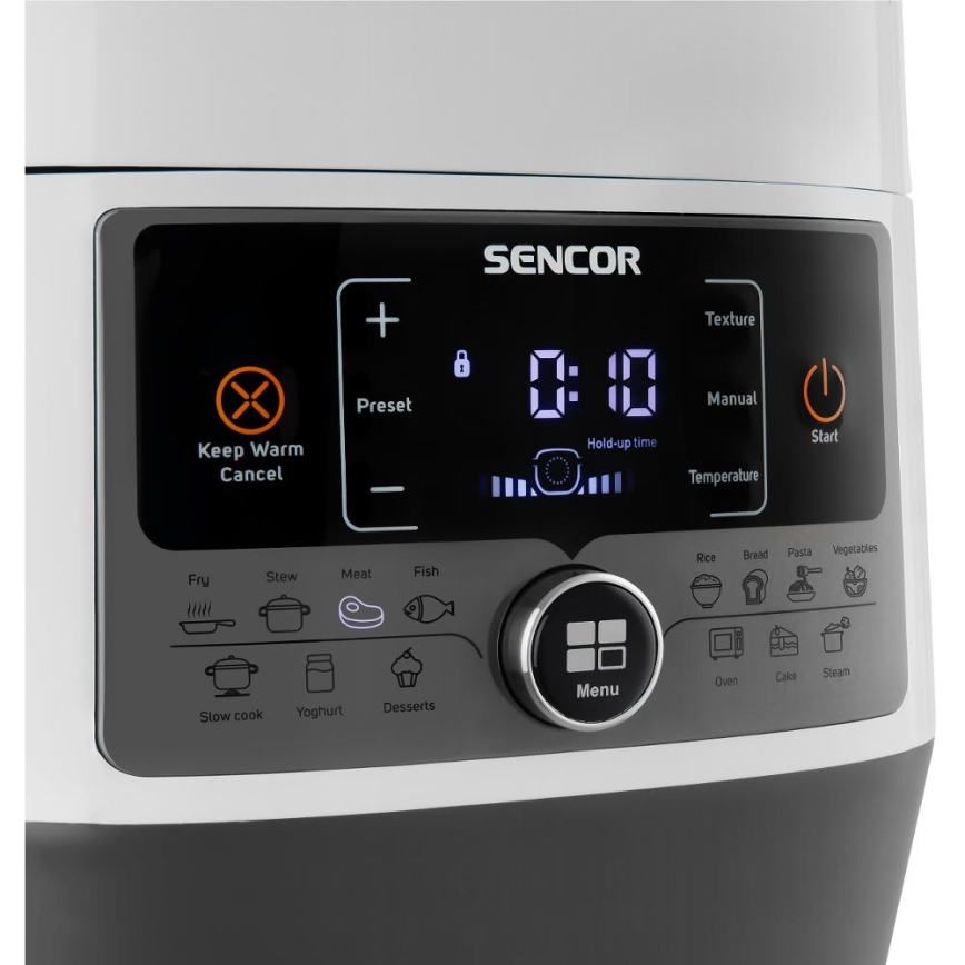 Sencor - Olla a presión eléctrica multifunción 5,5 l 1000W/230V blanco/negro