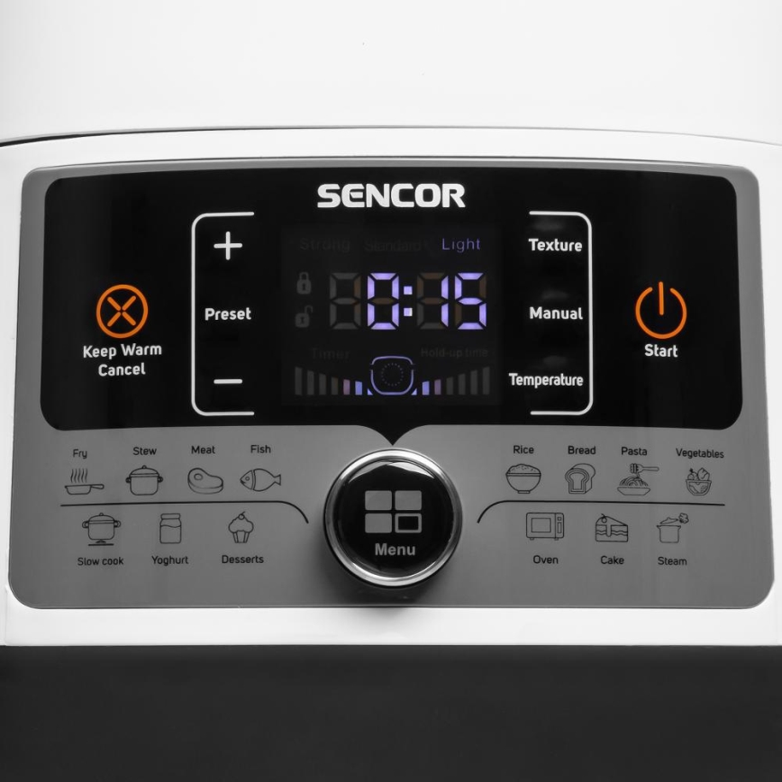 Sencor - Olla a presión eléctrica multifunción 5,5 l 1000W/230V blanco/negro