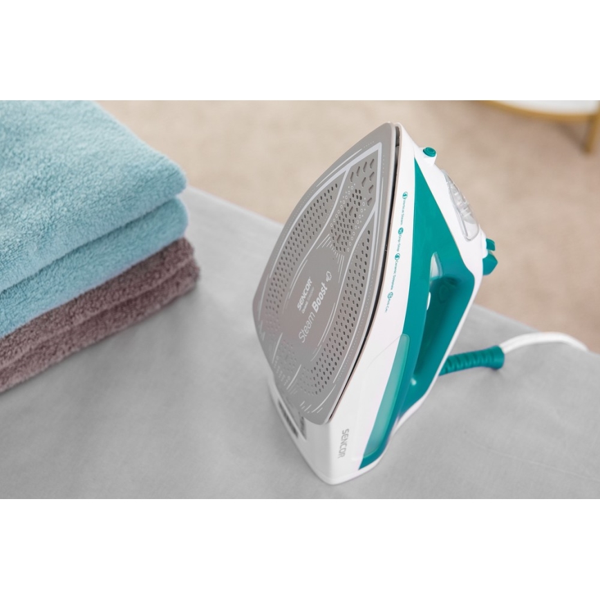 Sencor - Plancha de vapor 2600W/230V turquesa/blanco