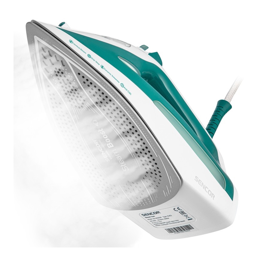 Sencor - Plancha de vapor 2600W/230V turquesa/blanco