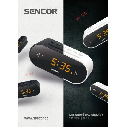 Sencor - Radio despertador con pantalla LED y proyector 5W/230V 1xCR2032 blanco