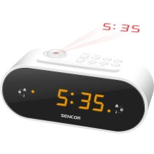 Sencor - Radio despertador con pantalla LED y proyector 5W/230V blanco