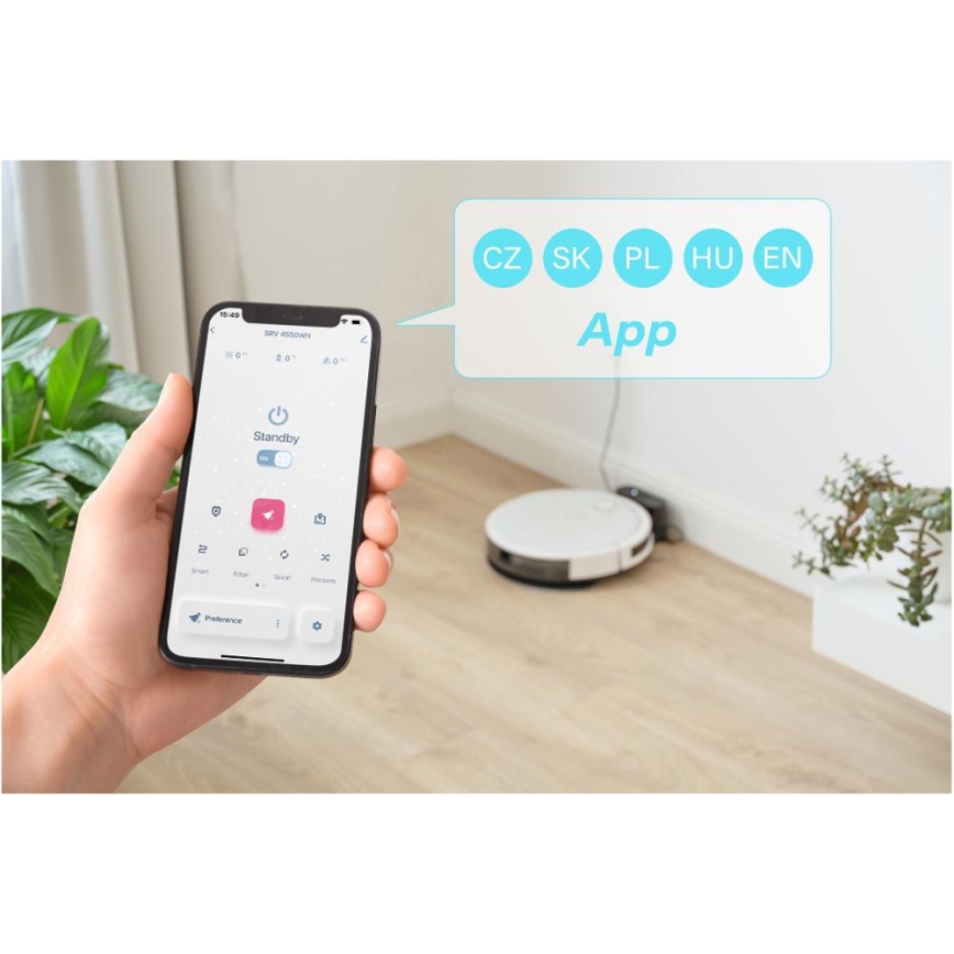 Sencor - Robot aspirador inteligente con fregona 2en1 28W/2600 mAh Wi-Fi blanco + control remoto