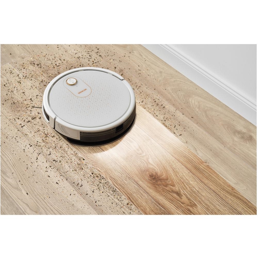 Sencor - Robot aspirador inteligente con fregona 2en1 28W/2600 mAh Wi-Fi blanco + control remoto