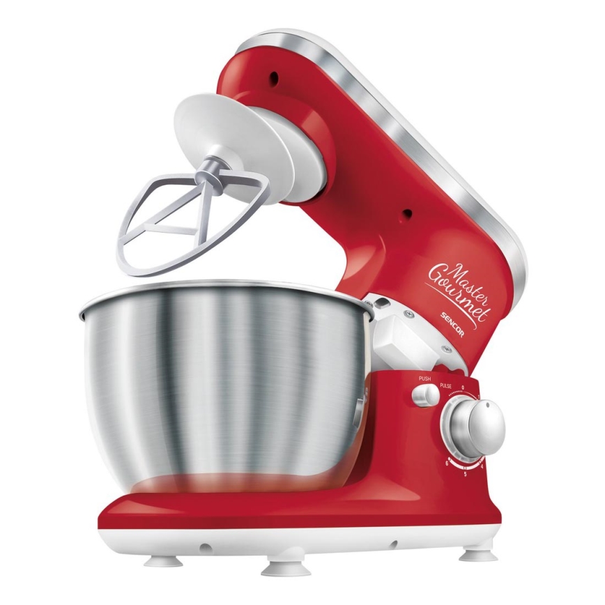 Sencor - Robot de cocina con bol de acero inoxidable 600W/230V rojo