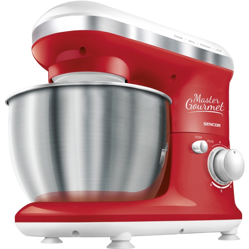 Sencor - Robot de cocina con bol de acero inoxidable 600W/230V rojo
