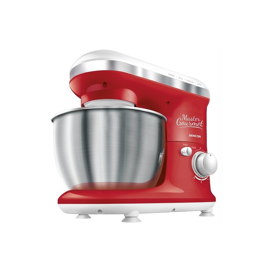 Sencor - Robot de cocina con bol de acero inoxidable 600W/230V rojo