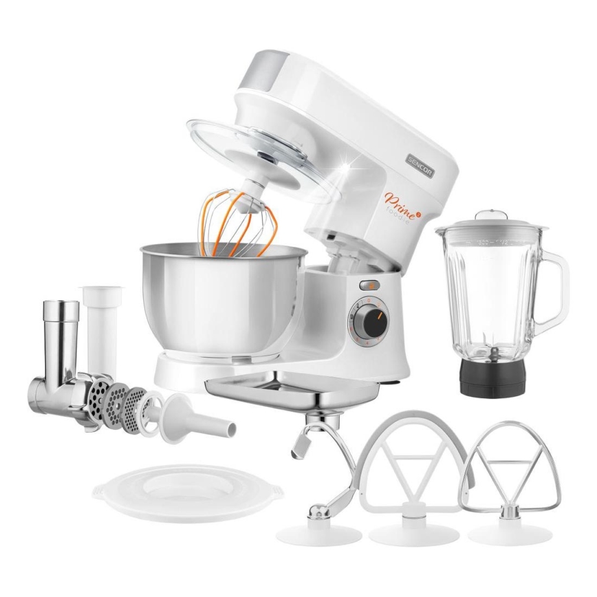 Sencor - Robot de cocina con cuenco de acero inoxidable 1000W/230V blanco
