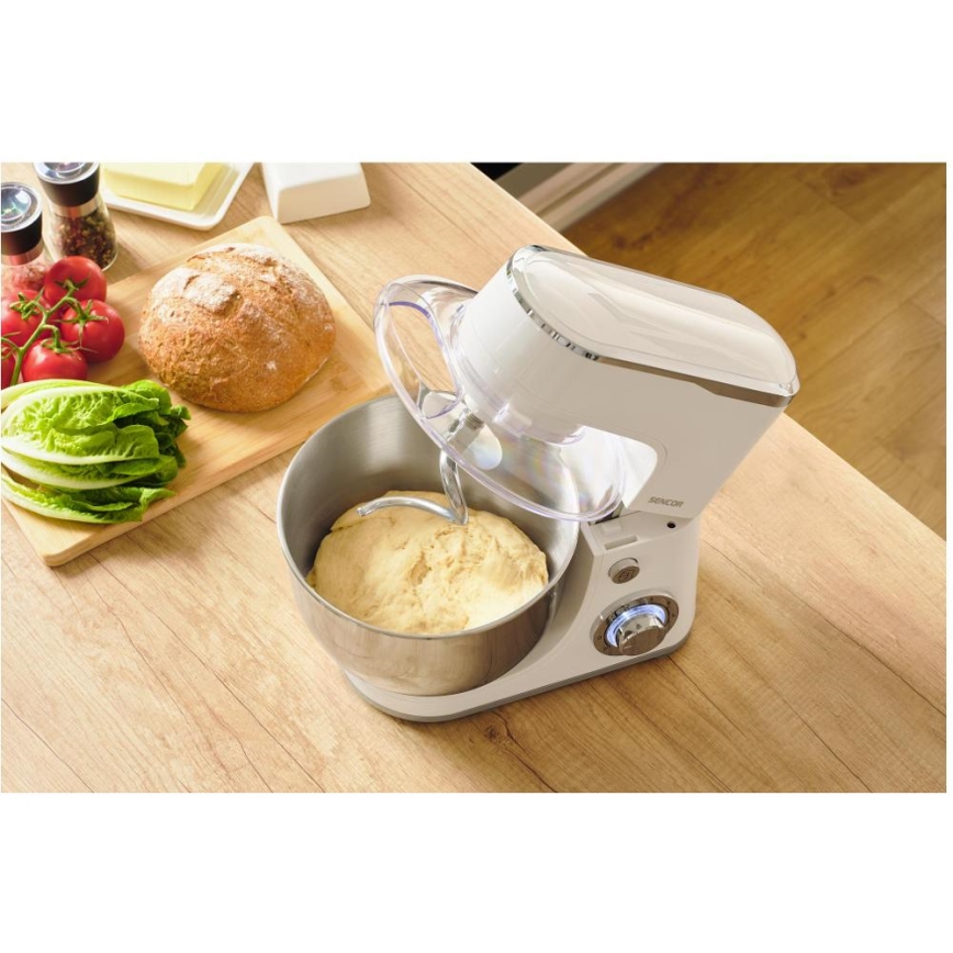 Sencor - Robot de cocina con cuenco de acero inoxidable 1300W/230V blanco