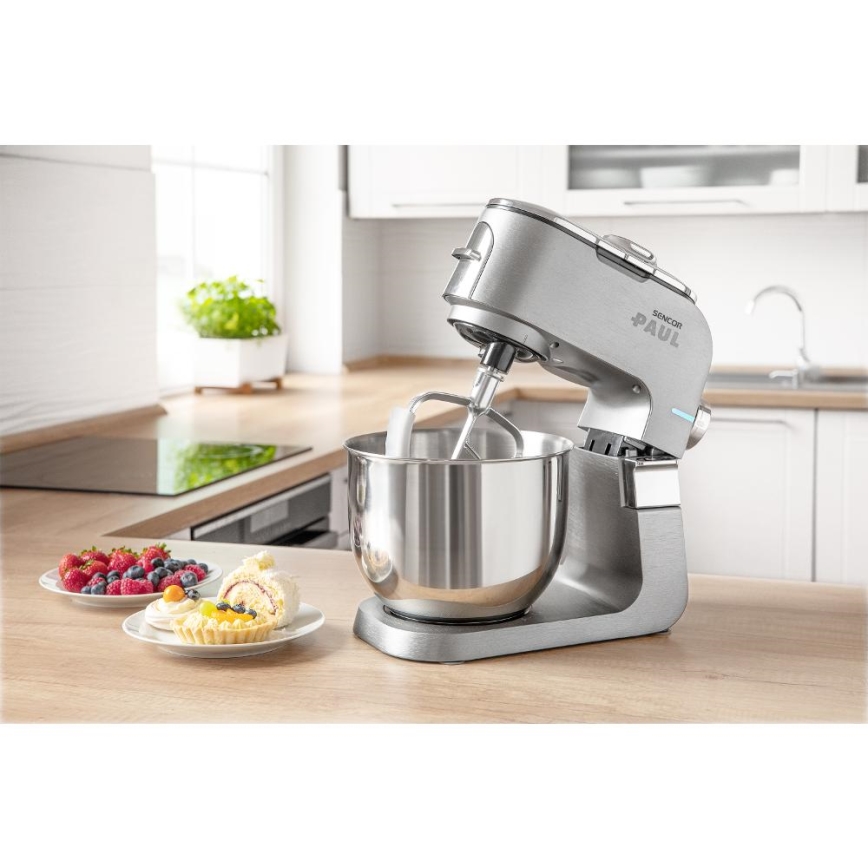 Sencor - Robot de cocina multifuncional con cuenco de acero inoxidable 1500W/230V cromo mate