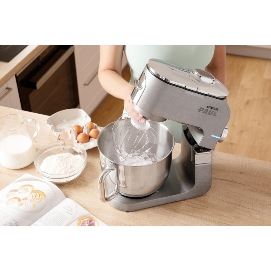 Sencor - Robot de cocina multifuncional con cuenco de acero inoxidable 1500W/230V cromo mate