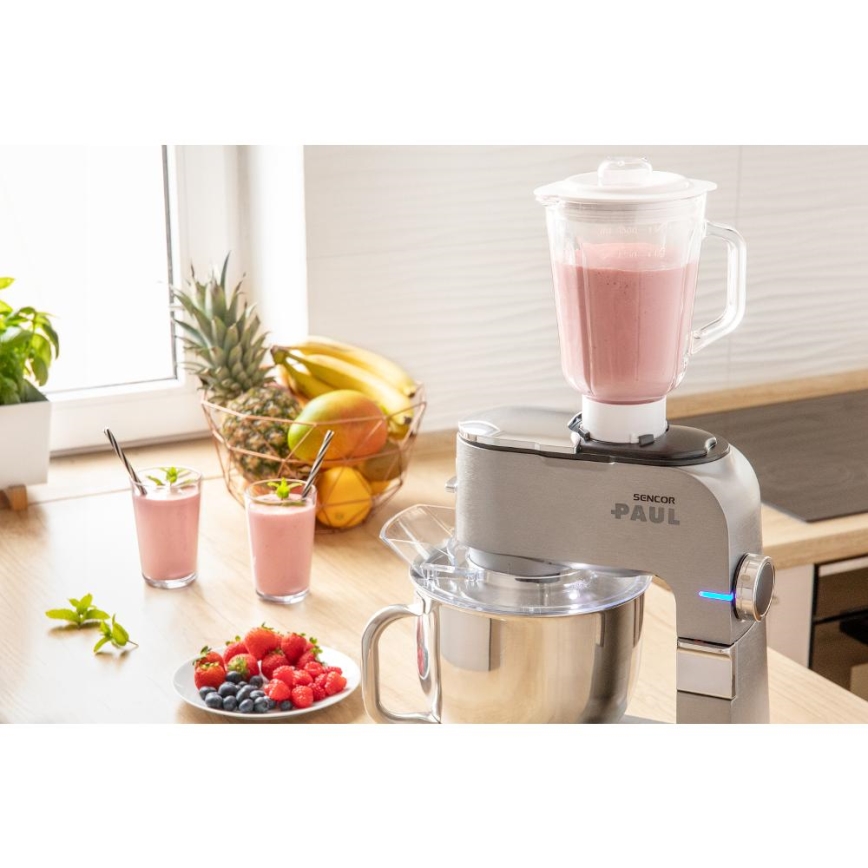 Sencor - Robot de cocina multifuncional con cuenco de acero inoxidable 1500W/230V cromo mate