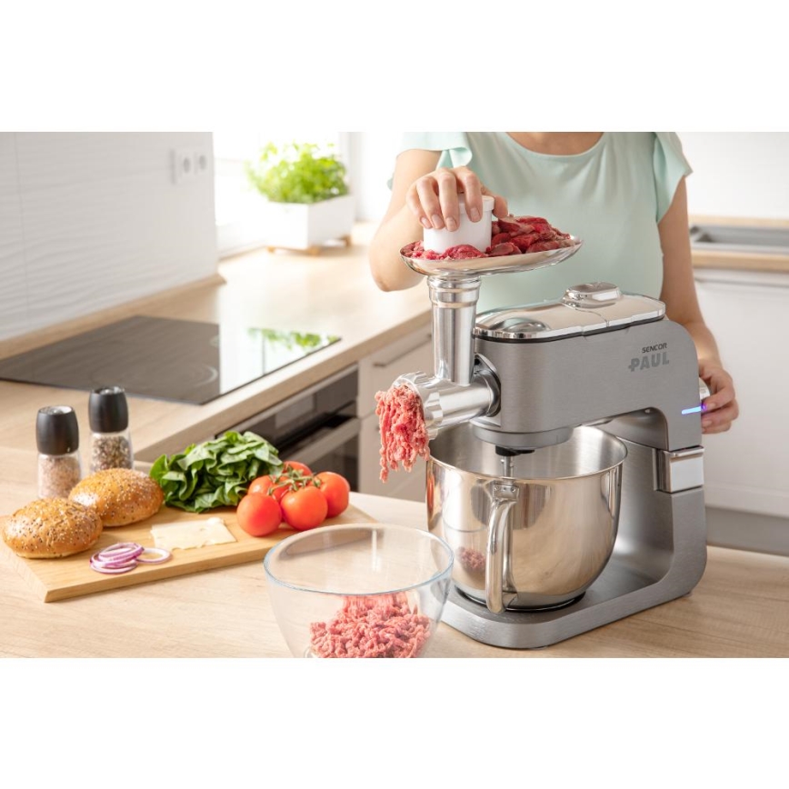 Sencor - Robot de cocina multifuncional con cuenco de acero inoxidable 1500W/230V cromo mate