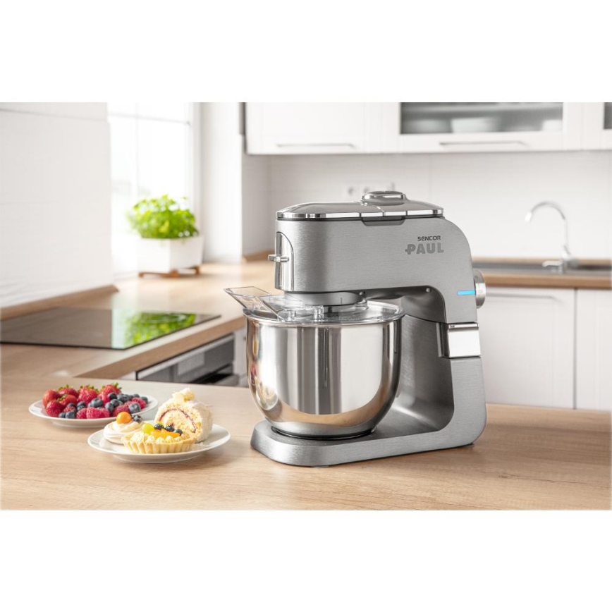 Sencor - Robot de cocina multifuncional con cuenco de acero inoxidable 1500W/230V cromo mate