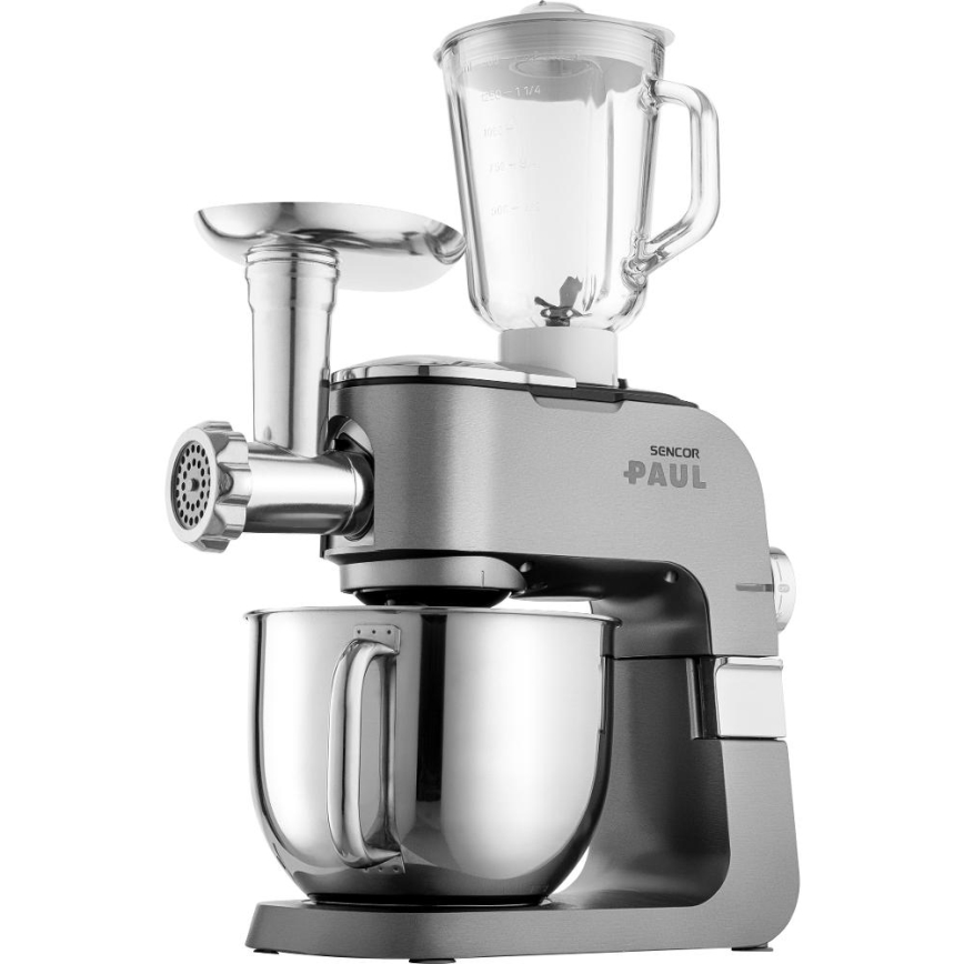 Sencor - Robot de cocina multifuncional con cuenco de acero inoxidable 1500W/230V cromo mate