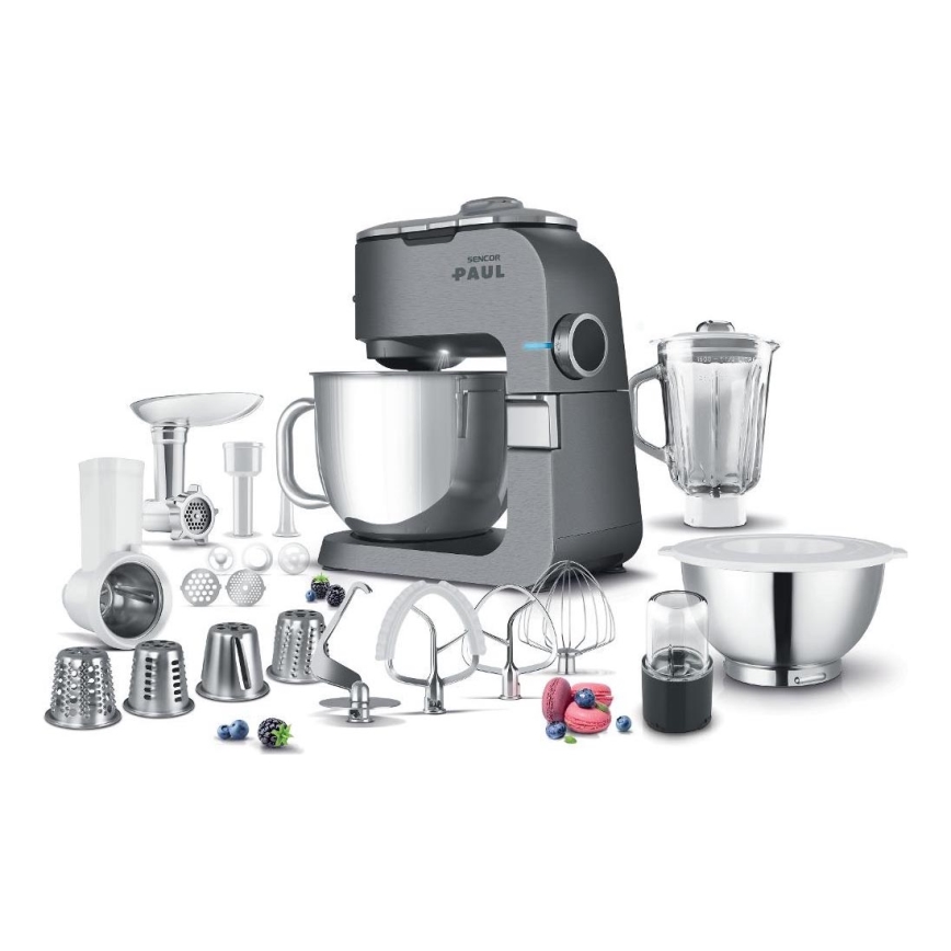 Sencor - Robot de cocina multifuncional con cuenco de acero inoxidable 1500W/230V cromo mate