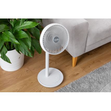 Sencor - Ventilador de pie 3D UltraSilent 26W/230V blanco + mando a distancia