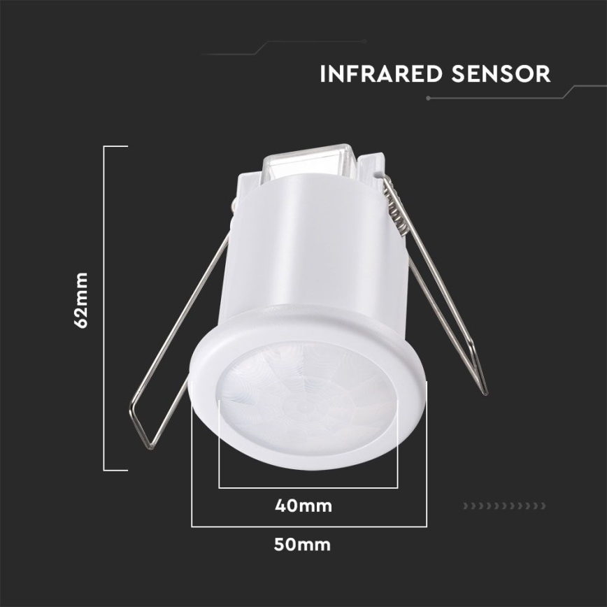 Sensor de movimiento empotrado PIR 360° 400W/230V blanco