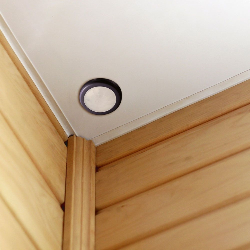 Sensor de movimiento empotrado PIR 360° 400W/230V negro