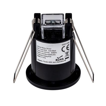 Sensor de movimiento empotrado PIR 360° 400W/230V negro
