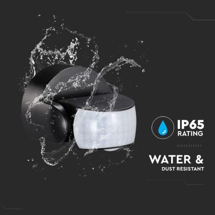 Sensor de movimiento exterior por infrarrojos 180/360° 600W/230V IP65 negro